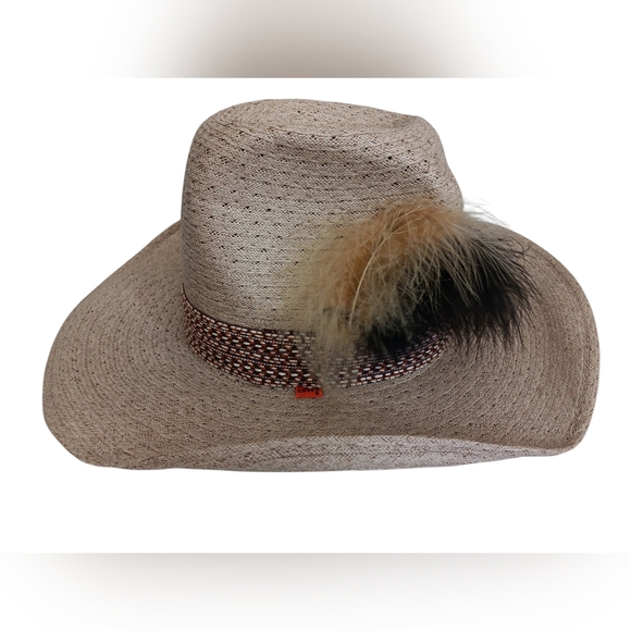 Levi's Straw Fedora Hat with Feather Detail - Picture 2 of 9